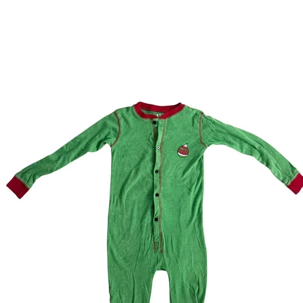 Lazy One Pajama One Piece Size 8 Kids Green Red Trap Door Union Suit